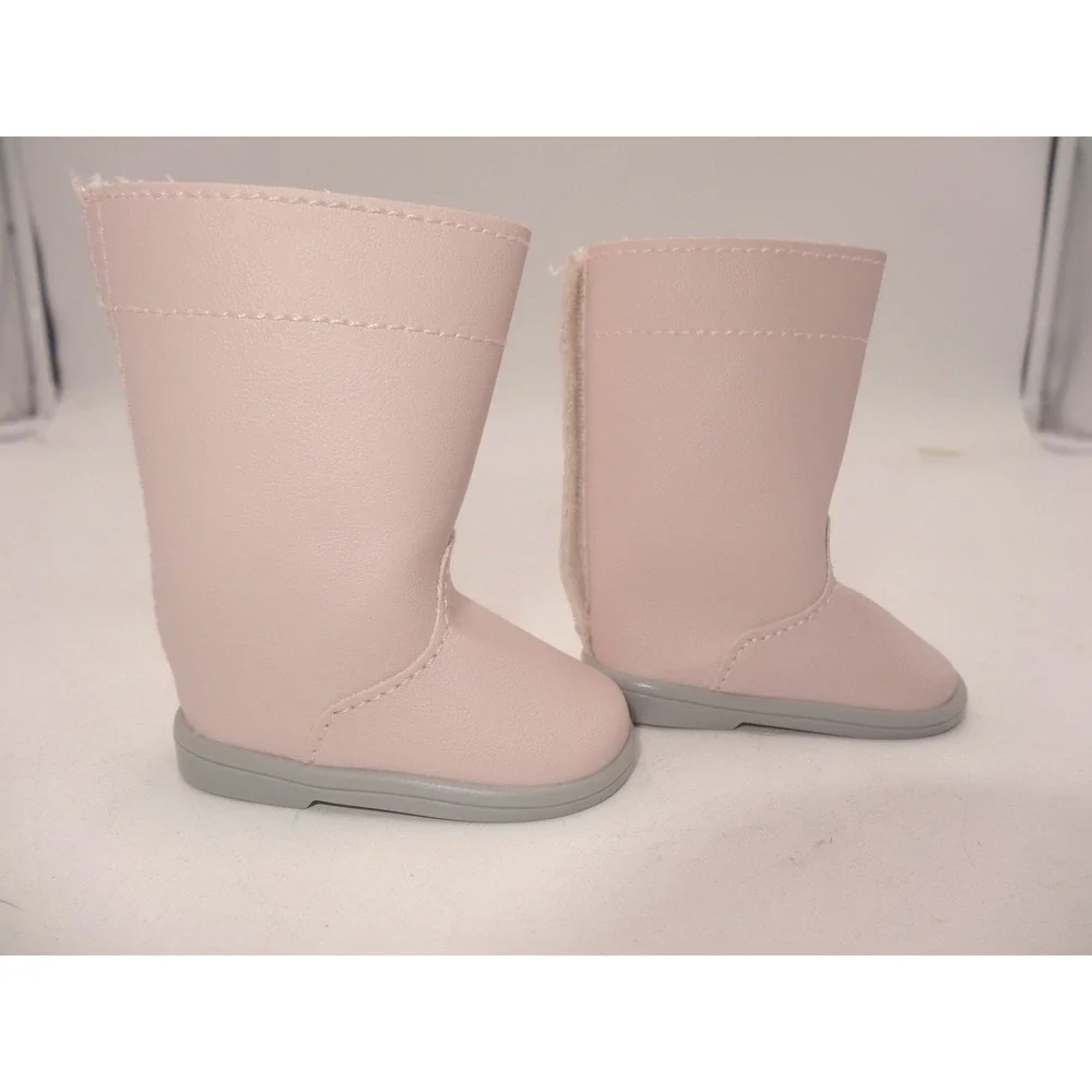 American Girl Pink Tall Boots Winter Sparkles Faux Leather Grey Sole Accessory